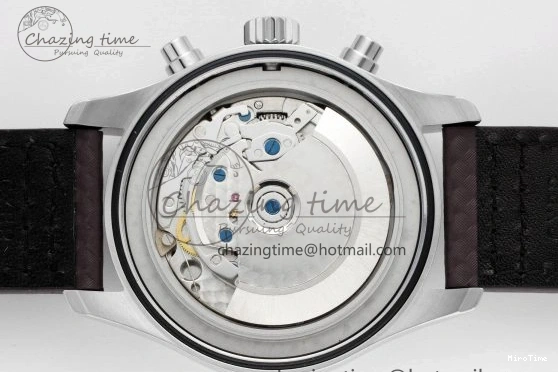 MIROTIME 0126 Pilot Chrono SS AZF 1:1 Best Edition Black Dial Orange Markers on Brown Leather Strap A EasyCare 7065